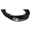 Close-up view of the RJ-style connector tip on a coiled black Datalogic PSC 8-0732-04 15-foot scanner interface cable.