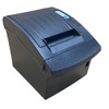 High-angle side view of the compact, cube-shaped dark gray Bixolon SRP-350plusIII thermal receipt printer on a white background, showcasing its sleek profile and textured finish.