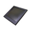 A high-angle, side perspective product shot of the dark grey, retail-hardened Toshiba SurePoint 4820-5AG 15-inch touchscreen LCD monitor, isolated against a white background. The device is angled upwards and to the left, highlighting its square 4:3 aspect ratio and the raised bezel housing with the embossed "TOSHIBA" brand logo visible along the upper-right edge of the frame.