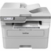 A front-facing view of a white Brother MFC-L2980DW laser multifunction printer. It features a top-mounted document feeder, an adjustable touchscreen control panel, and a document titled "FINANCIAL STATEMENTS" in the output tray.