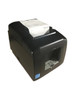 An angled perspective view of a matte black Star Micronics TSP654IIBI2 thermal receipt printer with a printed receipt emerging from the top.

The image showcases the following:

Receipt Output: A white paper receipt is partially fed through the top exit slot, displaying printed text including a total of "$156.95."

Front Panel: The recessed control area on the bottom right is visible, featuring the Power and Error LED indicators and the circular FEED button.

Branding: A blue and white Energy Star logo sticker is located on the bottom-right corner of the front casing.

Design: The printer features a compact, boxy build with rounded front edges and a visible seam for the top-loading paper compartment.

Side Details: A black rocker power switch is partially visible on the lower left side of the unit.

The printer is shown against a plain white background, highlighting its use in a point-of-sale environment.