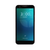 Front straight-on view of a black Datalogic Memor 30 full-touch Android mobile terminal against a white background. The large touchscreen display is active, showing a teal and blue geometric gradient wallpaper lock screen with a digital clock displaying "3:00 PM, Thu, Feb 29", a battery indicator at 100%, an unlocked padlock icon, and the prompt "Swipe up to open". The top bezel houses a prominent metallic-ringed front-facing camera lens on the left, a center ear speaker grill with a small white "DATALOGIC" logo above it, and discrete sensor windows on the right.
