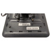 Rear view of a dark gray POSBANK APEXA 9.7-inch customer display monitor, focusing on the manufacturer stickers. The white specification label shows Model APEXA_9.7 A (T.G) and Serial Number MOOC210100767 above a barcode. A secondary label notes button functions: "Short push : Autocalibration" and "Long push : power ON/OFF".