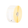 A single roll of Zebra 10000284 Z-Perform 2000T blank white 4x3 thermal transfer labels on a 3-inch cardboard core, featuring the Zebra logo sticker on the outer wrap, isolated on a clean white background.