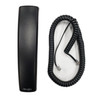 Black Polycom VVX replacement HD telephone handset featuring the HDvoice logo, shown next to its matching black coiled connection cable.