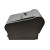 Right side profile view of a raven black Toshiba 6145-2TC thermal receipt printer against a clean white background.