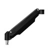 A black, height-adjustable articulating POS arm shown from a side profile against a solid white background, illustrating its heavy-duty aluminum build and dual-pivot design.