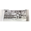 Close-up of the technical specifications sticker on the HP printer, displaying details including the HP Inc. logo, model MN: H300-E8SD-HPN0, ASSY PN: L17402-002, SPARES PN: L19402-002, serial number, and various regulatory compliance symbols like FCC, CE, and EAC.