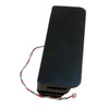 The front-facing user side of a slim, matte black NCR magnetic stripe reader module, isolated on a white background. The piece features a smooth, unblemished rectangular plastic cover that sits flush over the swipe channel below. A thin, twisted red, green, and white internal wire lead loops out from the bottom edge, ending in a tiny white multi-pin connection header.