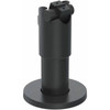 SpacePole SP2 DuraTilt 100mm black POS pole mount (DTP171-02) featuring a heavy-duty steel countertop base, cylindrical neck, and adjustable tilting mechanism for credit card readers, isolated on a white background.