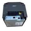 Angled view of the bottom and back of a Star Micronics TSP654IISK printer, highlighting the 100/10BASE Ethernet (LAN) network port module alongside the DK and DC 24V power ports.