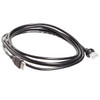 A coiled black Honeywell POS interface cable isolated on a white background, featuring a proprietary modular RJ45-style connector on one end and a standard USB Type-A male plug on the other.