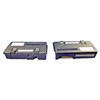 Side-by-side comparison view showing two identical black Verifone P132-601-00-R modular I/O blocks placed on a plain white background, with the left unit showing the rear audio port side profile and the right unit displaying the front multi-pin connector strip.