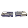 Side-by-side comparison view showing two identical black Verifone P132-601-00-R modular I/O blocks placed on a plain white background, with the left unit showing the rear audio port side profile and the right unit displaying the front multi-pin connector strip.