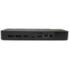Rear port view of a black Dell WD19S USB-C docking station showing dual DisplayPort 1.4 outputs, HDMI 2.0 port, USB-C DisplayPort, two USB 3.2 Type-A ports, Gigabit Ethernet jack, and AC power input socket.