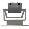 Front view of the silver articulating easel-style Dell P2314T / P2314TT touchscreen monitor stand showing the dual-hinged frame and central mounting plate.
