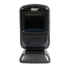 Front view of the Star Micronics BSD-40U desktop 2D barcode scanner on its base, showing the scanning window and Star logo.