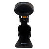 Front view of the Star Micronics BSH-32B wireless barcode scanner resting in its desktop charging base showing the Star logo.
