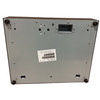 Bottom view of an M-S Cash Drawer EP-125NK-M-B featuring four rubber feet, a recessed bottom-exit interface port, and a product label displaying model EP-125NK-M-B and barcode details.