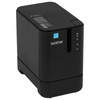 Three-quarter front view of the black Brother P-touch P900W label printer showing the front controls, logo, tape exit slot, and Energy Star sticker.