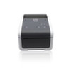 Front straight-on view of the Brother TD-4420DN direct thermal desktop network label printer in white and dark grey.