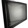 Side-angle front view of the 22-inch black Elo touchscreen monitor head unit with the screen powered off.