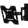 A front perspective view of the empty black Peerless-AV PA740 articulating wall mount showing its multi-pattern VESA mounting plate and double-arm extension structure.
