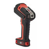 Three-quarter side view of the red and black Honeywell Granit Ultra 2105iSR cordless barcode scanner.