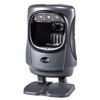 Direct front view of the dark gray PDC Code Reader CR5200 hands-free barcode scanner, displaying the scan window, LED illumination, Code logo, and dual-foot base.