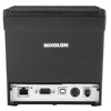 Back view of the Bixolon SRP-330III thermal printer showing the rear interface panel equipped with Ethernet, Serial, USB, power, and cash drawer (DK) ports.