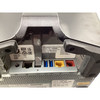 Close-up view of the NCR PX15 terminal connection ports including LAN, USB-C, USB 3.0, powered serial COM, and cash drawer ports.