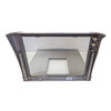 Rear view of the vertical bonnet structure and scan window frame for the PSC Magellan 9500 scanner-scale platter assembly.