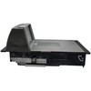 Left side profile view of the PSC Datalogic Magellan 8204 scanner-scale highlighting the long-chassis body and vertical bonnet housing.