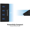 Dimensional diagram of the Sabrent 4-port aluminum USB 3.0 hub showing a length of 3.5 inches and height of 1 inch.