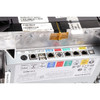 Close-up view of the rear I/O connectivity panel on the Datalogic Magellan 9800i showing labeled ports for power, remote display, USB, host, TDR, scale host, EAS, aux, and image port.