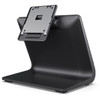 Three-quarter angled view of the Elo Z30 POS stand, highlighting the slim profile, sturdy desktop base, and top-mounted display bracket.