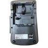 Underside rear view of the NCR RealPOS terminal base, highlighting the cable management routing channel, power switch, and mounting feet.
