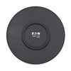 Direct top-down view of the circular matte-black charging pad showing the centered manufacturer logo and charging ring.