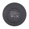 Bottom-up flat view highlighting the circular rating label with model number U280-Q01FL-BK, input/output specifications, and compliance markings.