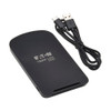 The Eaton Tripp Lite Series 15W wireless charging travel stand shown flat alongside its included black USB-A to USB-C charging cable.