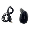 Kit contents featuring the black CipherLab handheld barcode scanner with protective plastic film on the head, paired with a black USB cable.