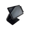 Front-angled view of the Elo I-Series 10.1-inch touchscreen terminal mounted on a black hub stand, showing the touch display and attached magnetic stripe reader on the side.