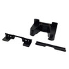 Angled view of the Zebra ET5x charging cradle unit alongside its two modular plastic insert shims.