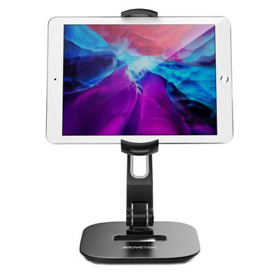 AboveTEK Tablet and Phone Desk Stand 360° Swivel Series Silver Black - TS-116B - Front