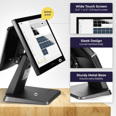 Volcora POS Dual Screen Touchscreen Terminal Standard Base - Base
