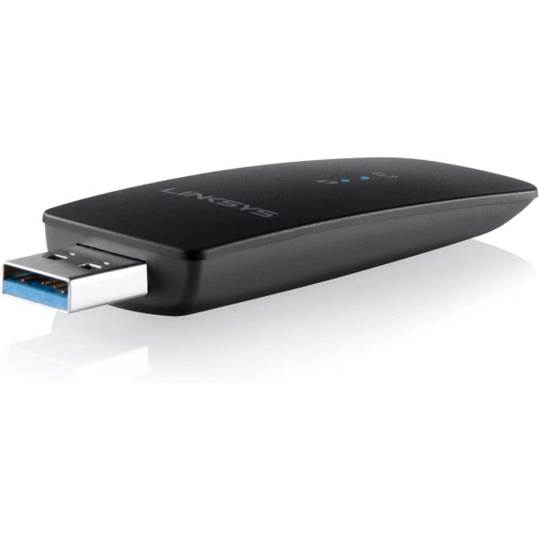 Linksys WUSB6300 Dual-Band AC1200 Wireless USB 3.0 Adapter - Black - Side