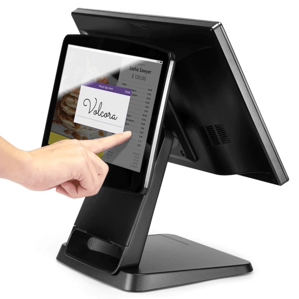 Volcora POS Dual Screen Touchscreen Terminal Standard Base - Side