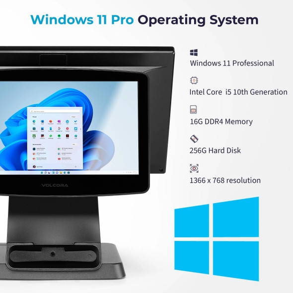 Volcora POS Terminal Dual Screen Standard Base - Specs