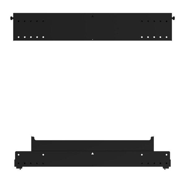 Top and bottom heavy-duty black steel mounting brackets of the Elo E282876 low-profile wall mount kit for the ET6553L 65-inch digital signage display.