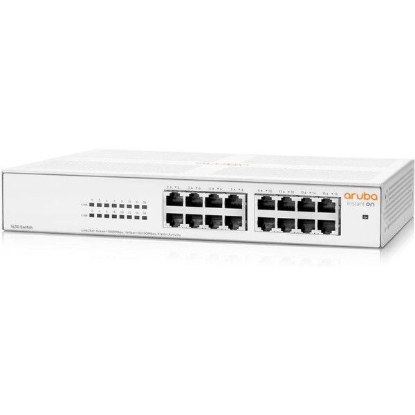 Aruba R8R47A Instant On 1430 16-Port Gigabit Unmanaged Switch - Front